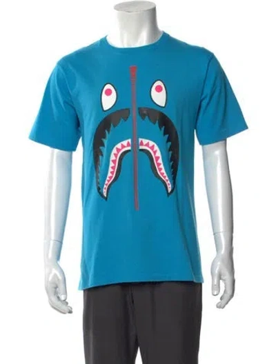 Pre-owned Bape Shark Graphic Print T-shirt In Blue