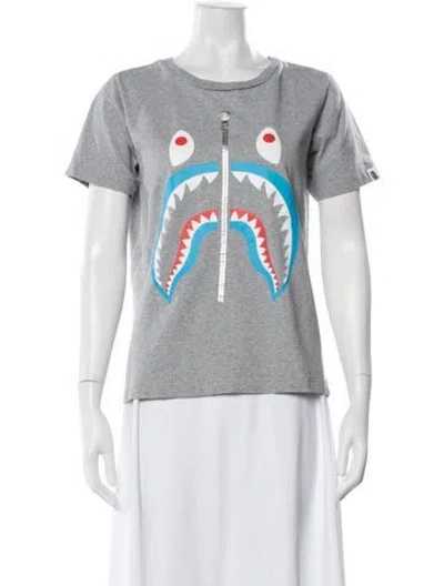 Pre-owned Bape Shark Graphic Print T-shirt In Grey
