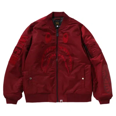 Pre-owned Bape Shark Ma-1 'burgundy' In Red