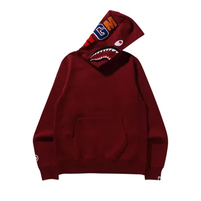Pre-owned Bape Shark Pullover Hoodie 'burgundy' In Red