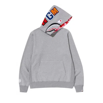 Pre-owned Bape Shark Pullover Hoodie 'grey'