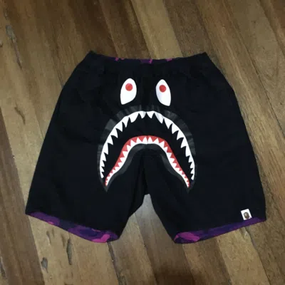 Pre-owned Bape Shark / Purple Camo Swim Short Reversible In Purple Camo/dark Blue
