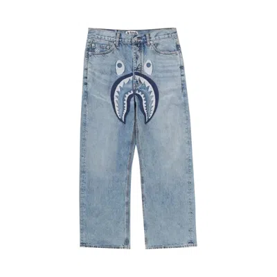 Pre-owned Bape Shark Relaxed Fit Denim Pants 'blue' | Men's Size M