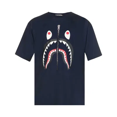 Pre-owned Bape Shark Relaxed Fit Tee 'navy' | Blue | Men's Size Xxl