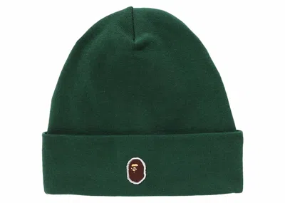 Pre-owned Bape Silicon Ape Head Knit Cap In Green