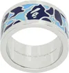 Bape Silver & Blue Abc Camo Ring In Silver