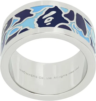 Bape Silver & Blue Abc Camo Ring
