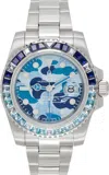 Bape Silver & Blue Type 2 Camo Crystal Watch In 28376852