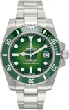 Bape Silver & Green Type 1 Watch In 28376845