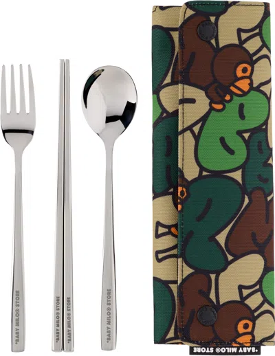 Bape Silver Baby Milo Cutlery Set, 4 Pcs In Gra