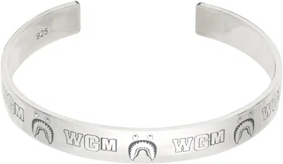 Bape Silver Shark Bangle Bracelet In Svr-silver