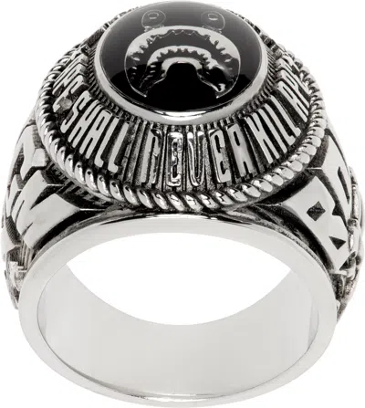 Bape Silver Shark College Ring In Svr-silver
