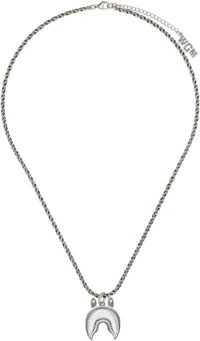 Bape Silver Shark Necklace In Svr-silver