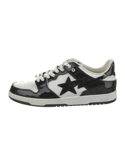Pre-owned Bape Sk8 Sta Panda Patent Sneakers In Black