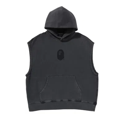 Pre-owned Bape Sleeveless Pullover Hoodie 'charcoal' In Grey