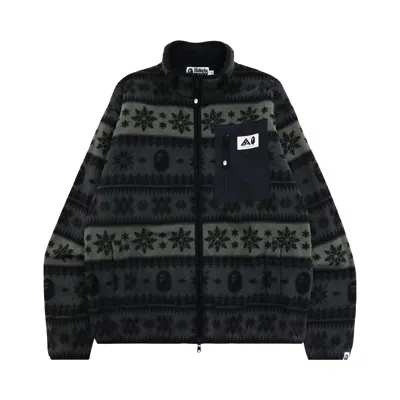 Pre-owned Bape Snow Pattern Relaxed Fit Zip Fleece 'black' | Men's Size S