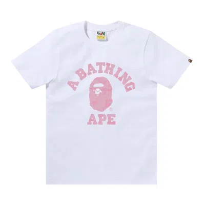 Pre-owned Bape Solid Camo College Tee 'white/pink' | Women's Size Xs