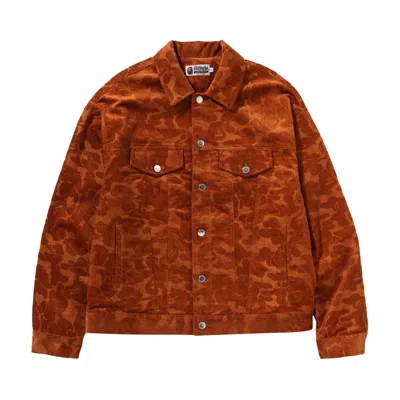 Pre-owned Bape Solid Camo Corduroy Trucker Jacket 'brown'