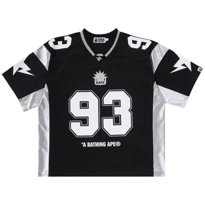 Pre-owned Bape Solid Camo Jacquard Mesh Cropped Fit Jersey 'black' | Men's Size Xl