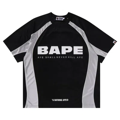 Pre-owned Bape Solid Camo Jacquard Multilogo Relaxed Fit Football Jersey 'black' | Men's Size Xl