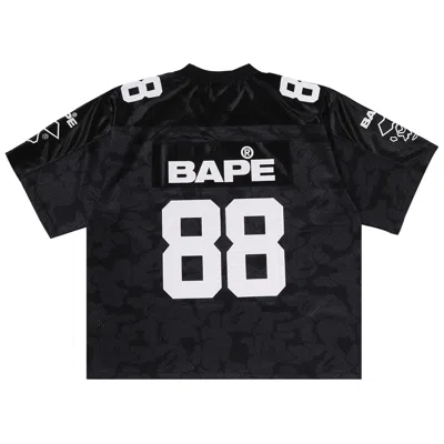 Pre-owned Bape Solid Camo Multi Logo Relaxed Fit Football Jersey Tee 'black' | Men's Size M