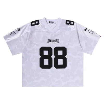 Pre-owned Bape Solid Camo Multi Logo Relaxed Fit Football Jersey Tee 'white' | Men's Size M