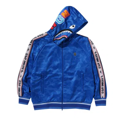 Pre-owned Bape Solid Camo Relaxed Fit Shark Full Zip Hoodie 'blue'
