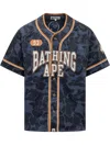 Bape Solid Camo Short Sleeve Shirt In Navy