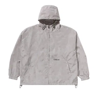 Pre-owned Bape Solid Color Nylon Hooded Jacket 'grey' In Gray