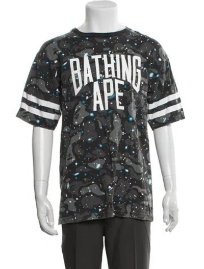 Pre-owned Bape Space Camo Nyc Logo Graphic Print T-shirt In Gray