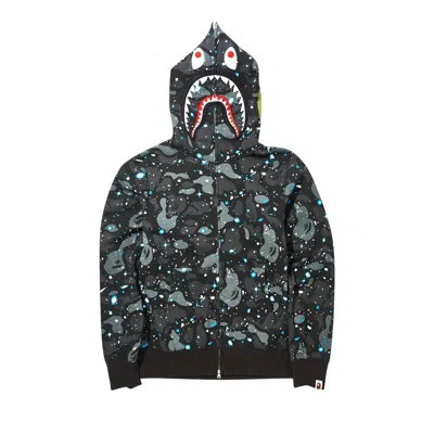 Pre-owned Bape Space Camo Shark Full Zip Hoodie 'black'