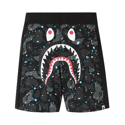 Pre-owned Bape Space Camo Shark Sweat Shorts 'black'