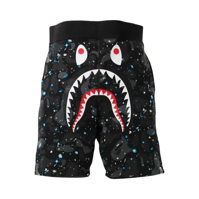 Pre-owned Bape Space Camo Shark Sweat Shorts 'black'