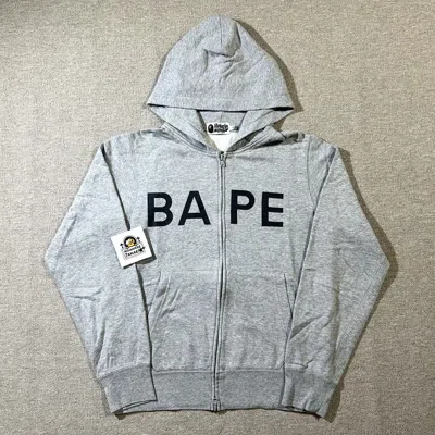 Pre-owned Bape Spell Out Zip Hoodie In Grey