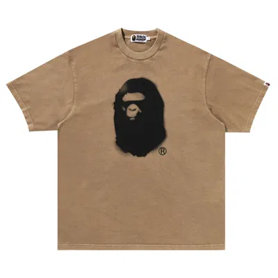 Pre-owned Bape Spray Ape Head Garment Dyed Relaxed Fit Tee 'beige' | Tan | Men's Size Xxl In Brown