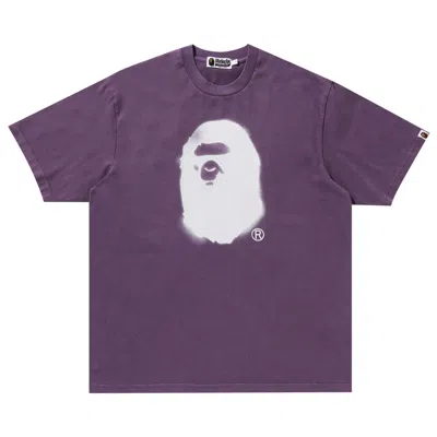 Pre-owned Bape Spray Ape Head Garment Dyed Relaxed Fit Tee 'purple' | Men's Size Xxl