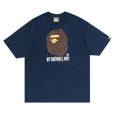 Pre-owned Bape Spray Print By Bathing Ape Relaxed Fit Tee 'navy' | Blue | Men's Size M