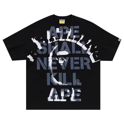 Pre-owned Bape Spray Print College Relaxed Fit Tee 'black' | Men's Size M