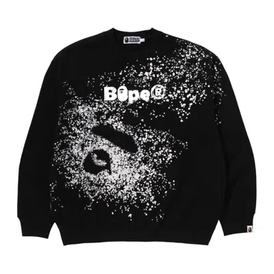 Pre-owned Bape Spray Print Logo Relaxed Fit Crewneck Sweatshirt 'black'