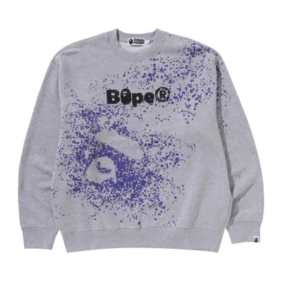 Pre-owned Bape Spray Print Logo Relaxed Fit Crewneck Sweatshirt 'grey' In Gray