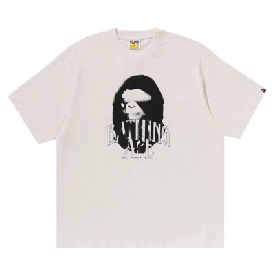 Pre-owned Bape Spray Print Logo Relaxed Fit Tee 'ivory' In Cream