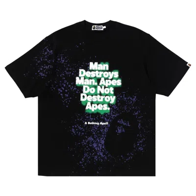 Pre-owned Bape Spray Print Slogan Relaxed Fit Tee 'black'