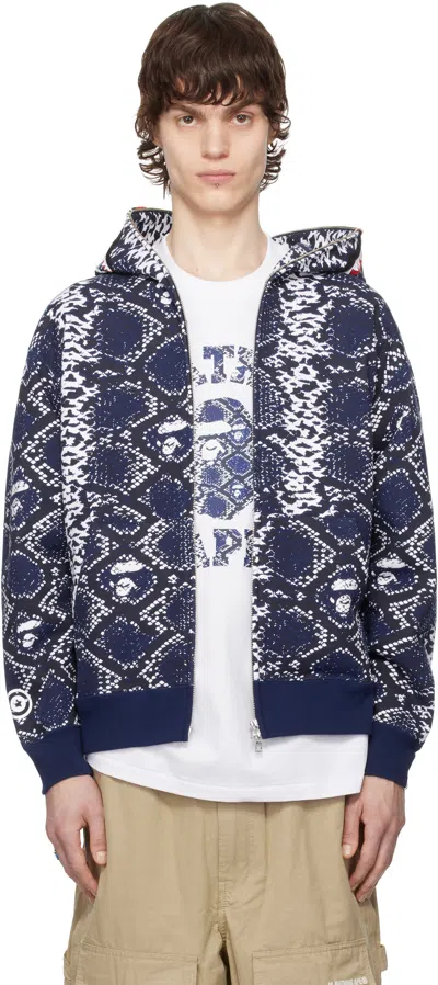 Bape Ssense Exclusive Blue Shark Hoodie In Blu-blue