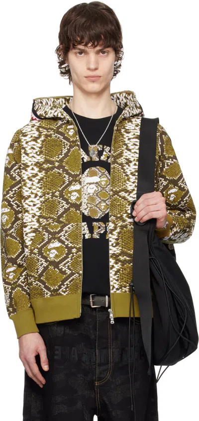 Bape Ssense Exclusive Khaki Shark Hoodie In Tan-tan