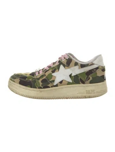 Pre-owned Bape Sta Camo Sneakers In Green
