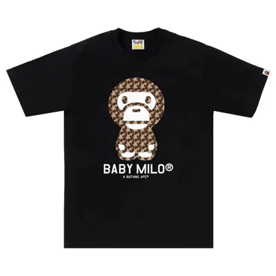 Pre-owned Bape Sta Houndstooth Baby Milo Tee 'black/beige' | Men's Size L