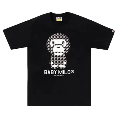 Pre-owned Bape Sta Houndstooth Baby Milo Tee 'black/black'