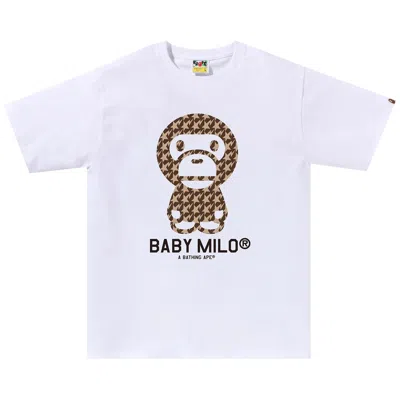 Pre-owned Bape Sta Houndstooth Baby Milo Tee 'white/beige' | Men's Size Xl