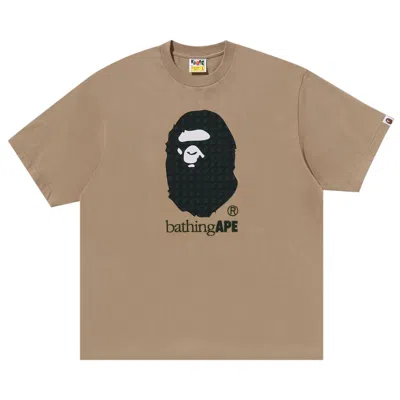 Pre-owned Bape Sta Houndstooth By Bathing Ape Relaxed Fit Tee 'beige' | Tan | Men's Size M In Brown