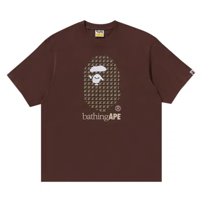 Pre-owned Bape Sta Houndstooth By Bathing Ape Relaxed Fit Tee 'brown' | Men's Size M